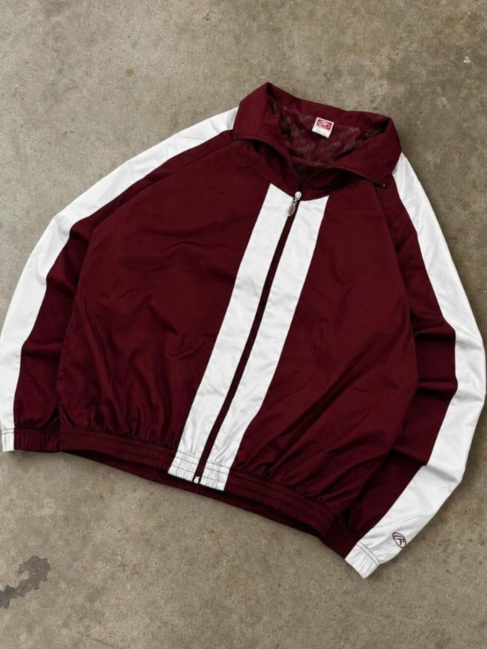Vintage 90s Rawlings Maroon White Track Jacket XL